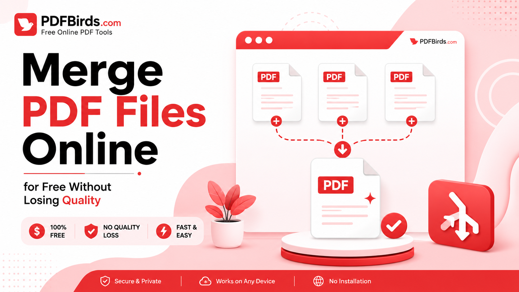 Upload several PDF files into the PDFBirds Merge PDF tool