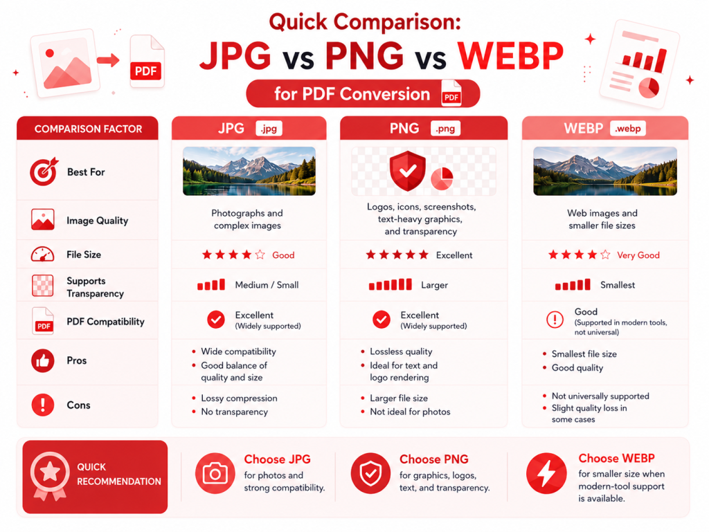 JPG vs PNG vs WEBP for PDF Conversion