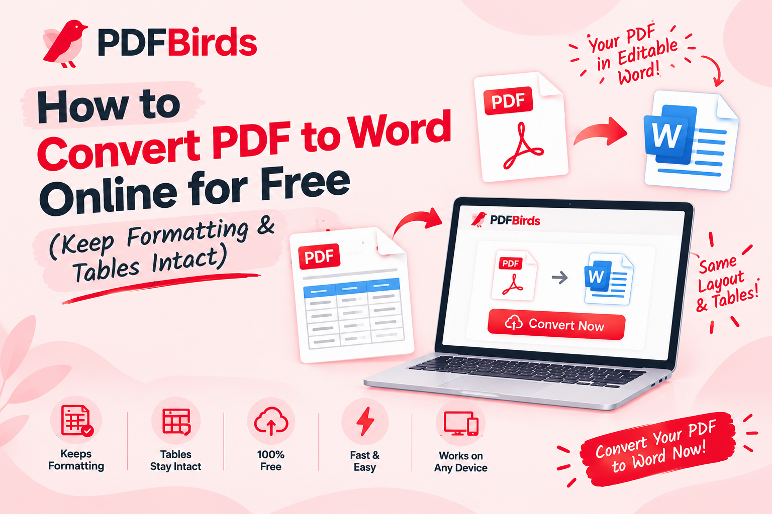 How to Convert PDF to Word Online for Free (Keep Formatting & Tables Intact)